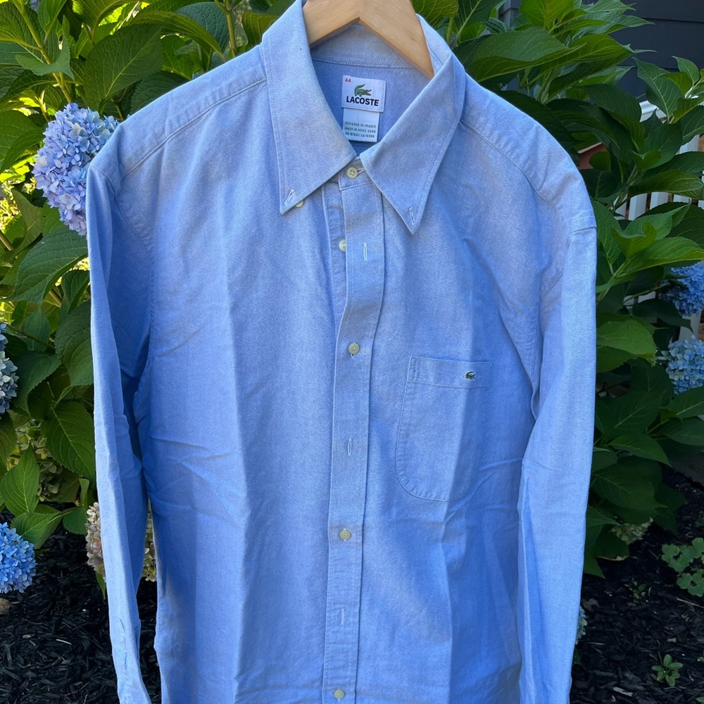 Men’s button down blue Lacoste shirt